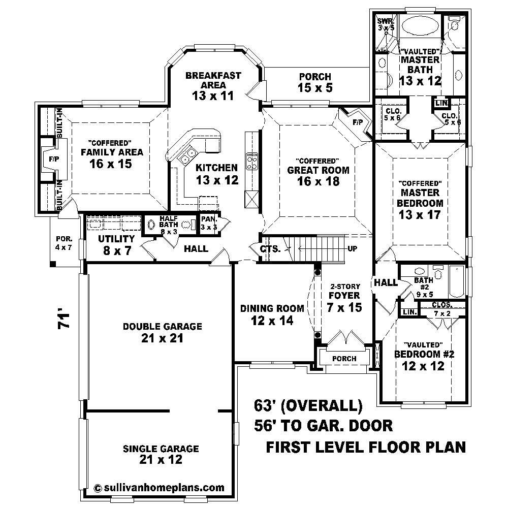Floor Plan First Story of Country Plan #170-2629