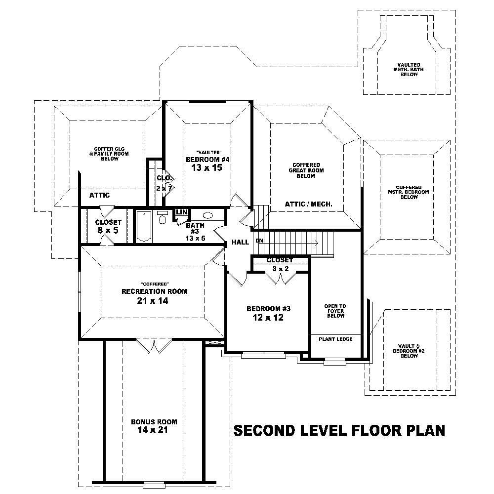 Floor Plan Second Story of Country Plan #170-2629