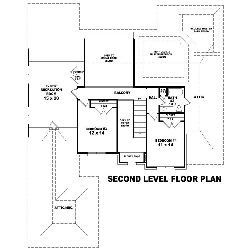 Floor Plan Second Story of French Plan #170-2631