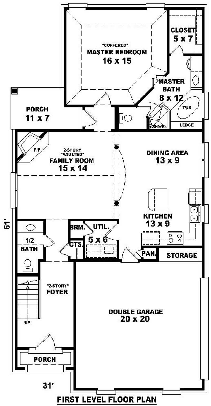 Floor Plan First Story of French Plan #170-2635