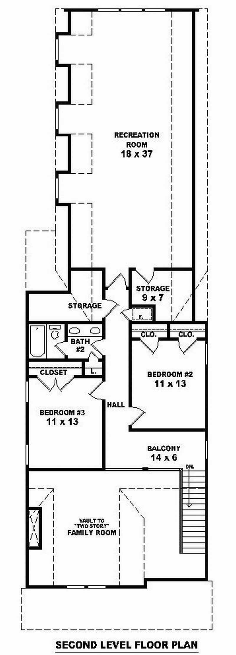 Floor Plan Second Story of Country Plan #170-2639