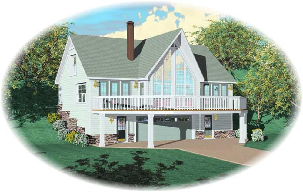 Front view of Country home (ThePlanCollection: House Plan #170-2642)