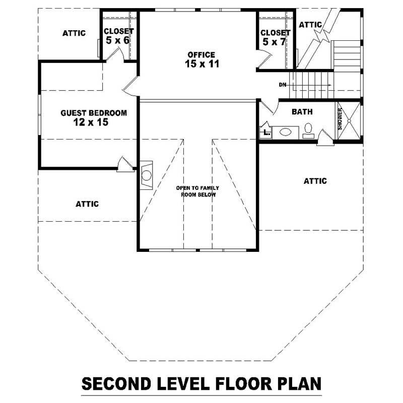 Floor Plan Second Story of Country Plan #170-2642