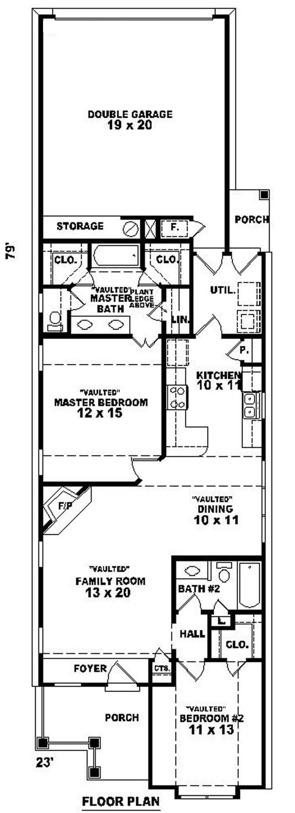 Bungalow Floor Plan - 2 Bedrms, 2 Baths - 1209 Sq Ft - #170-2644