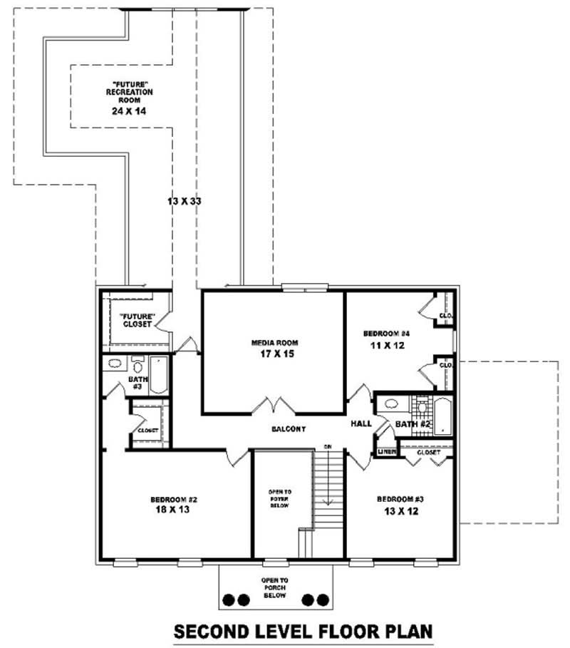 Floor Plan Second Story of French Plan #170-2645