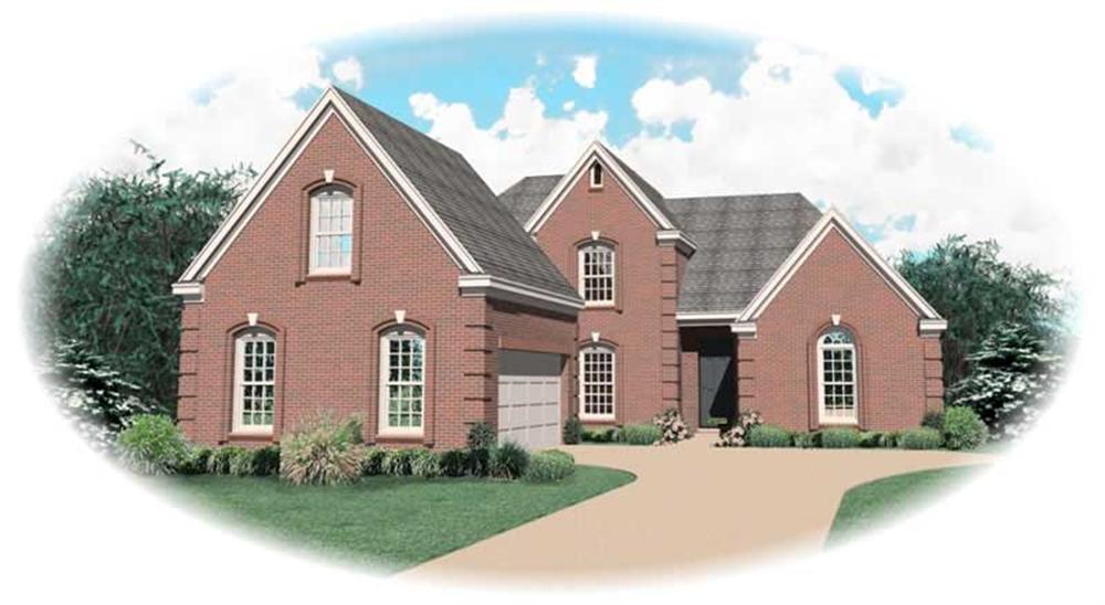 Front view of Country home (ThePlanCollection: House Plan #170-2649)