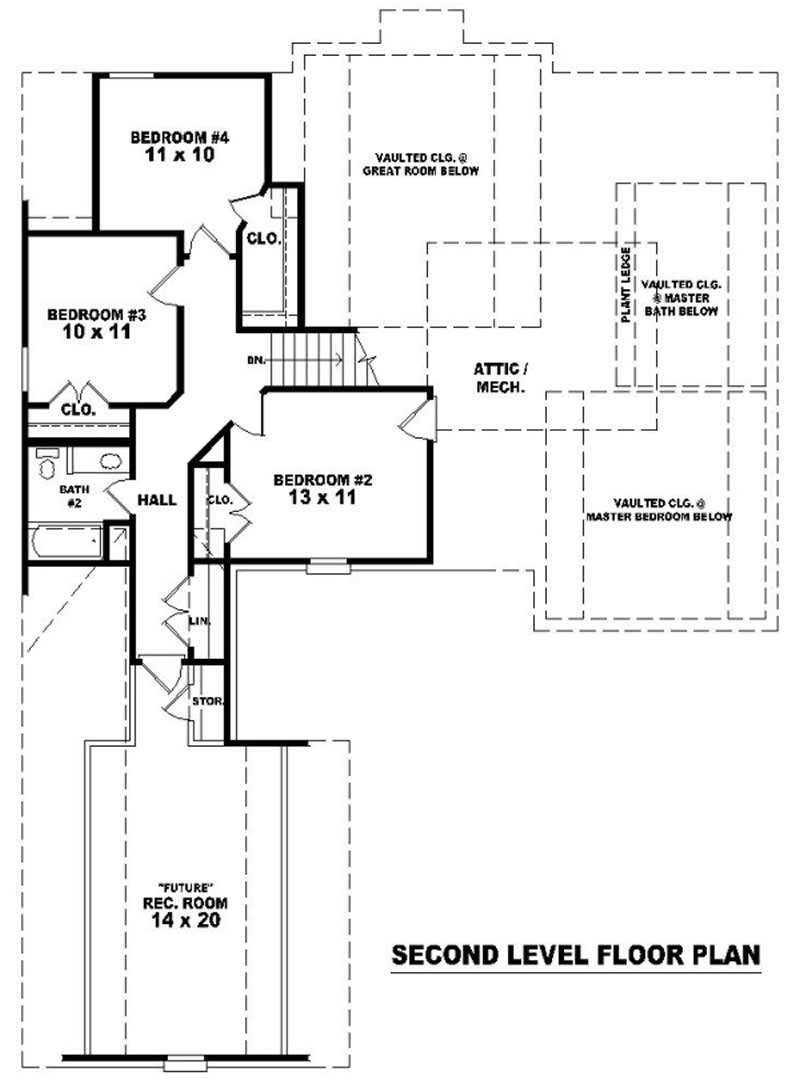 Floor Plan Second Story of Country Plan #170-2649
