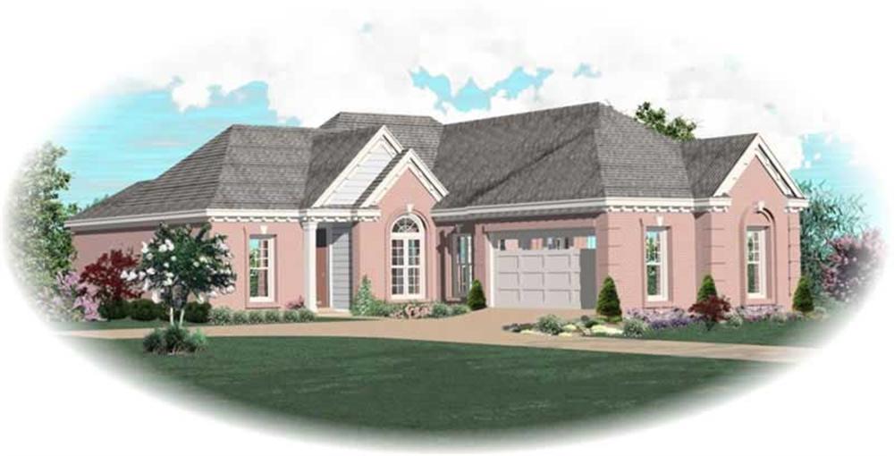 Front view of French home (ThePlanCollection: House Plan #170-2651)