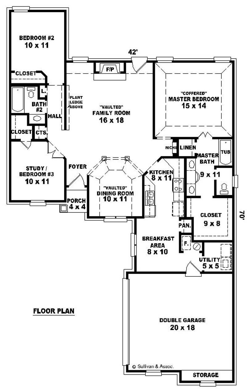 Floor Plan First Story of French Plan #170-2651