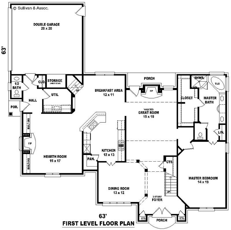 Floor Plan First Story of French Plan #170-2655