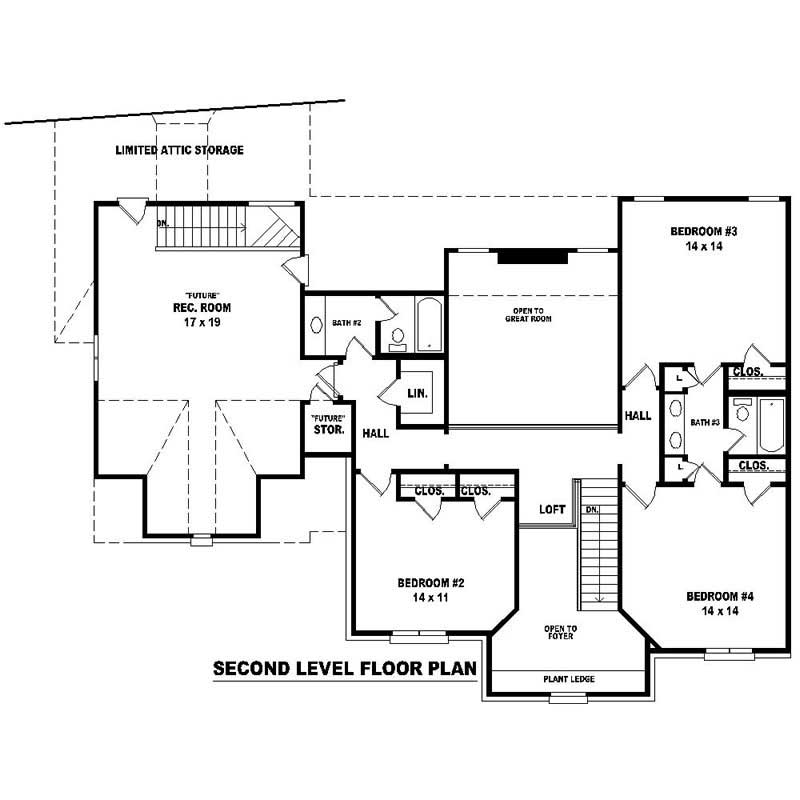 Floor Plan Second Story of French Plan #170-2655