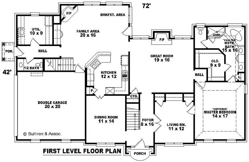 Floor Plan First Story of French Plan #170-2656