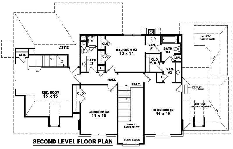 Floor Plan Second Story of French Plan #170-2656