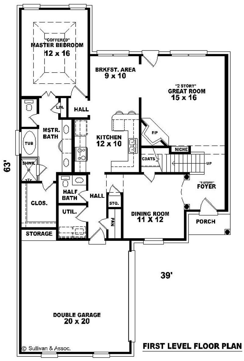 Floor Plan First Story of French Plan #170-2664