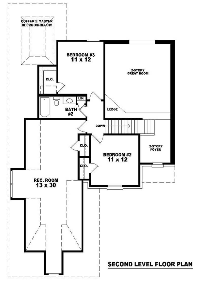 Floor Plan Second Story of French Plan #170-2664