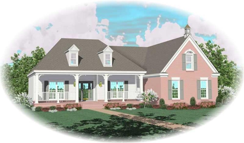 Front view of Country home (ThePlanCollection: House Plan #170-2667)