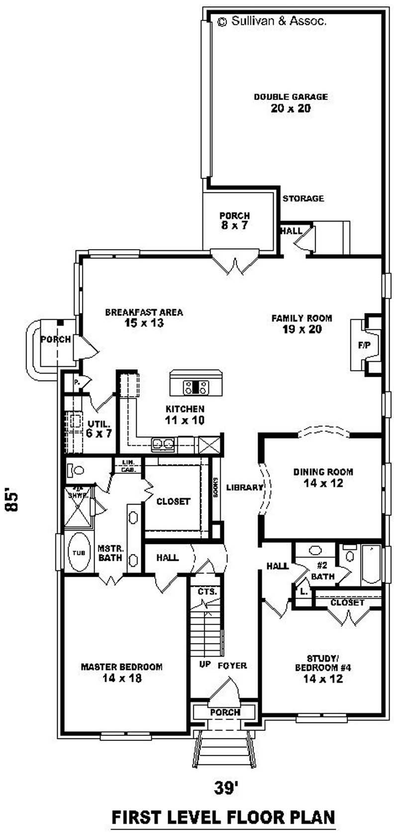 Floor Plan First Story of Craftsman Plan #170-2670