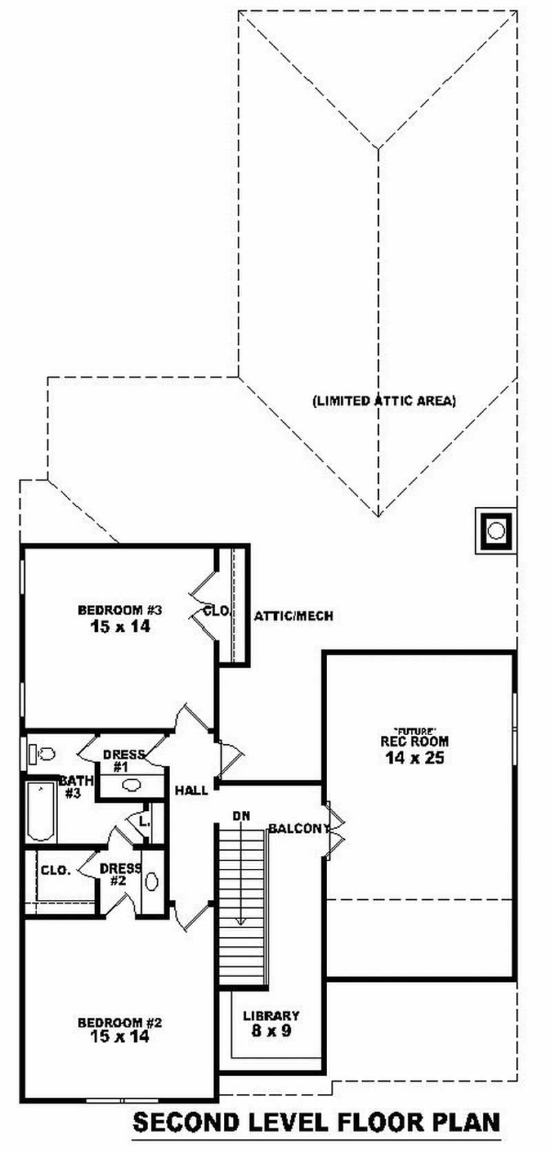 Floor Plan Second Story of Craftsman Plan #170-2670
