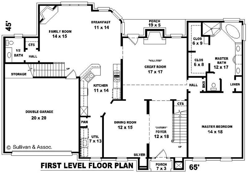 Floor Plan First Story of French Plan #170-2673