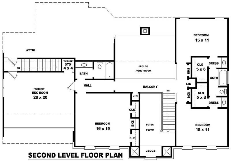 Floor Plan Second Story of French Plan #170-2673