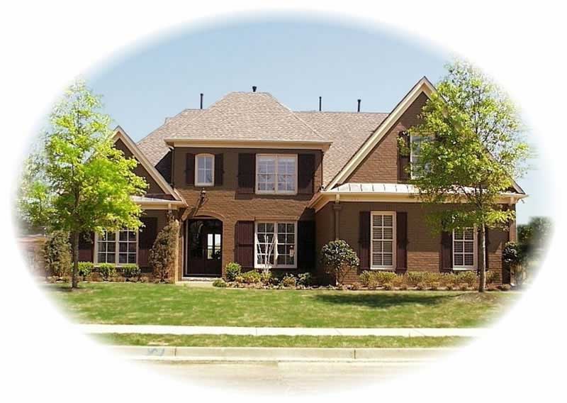 Front view of French home (ThePlanCollection: House Plan #170-2677)