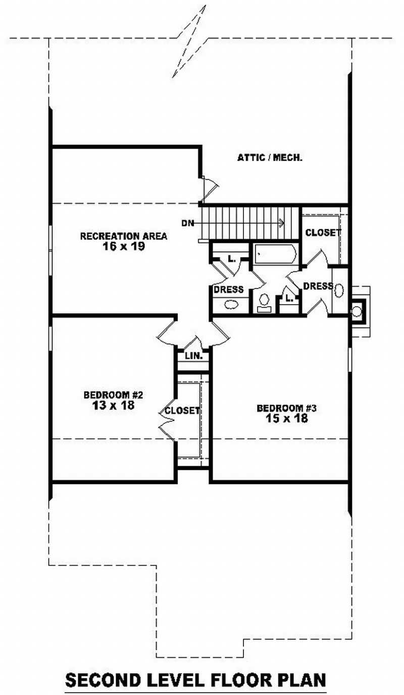 Floor Plan Second Story of Craftsman Plan #170-2678