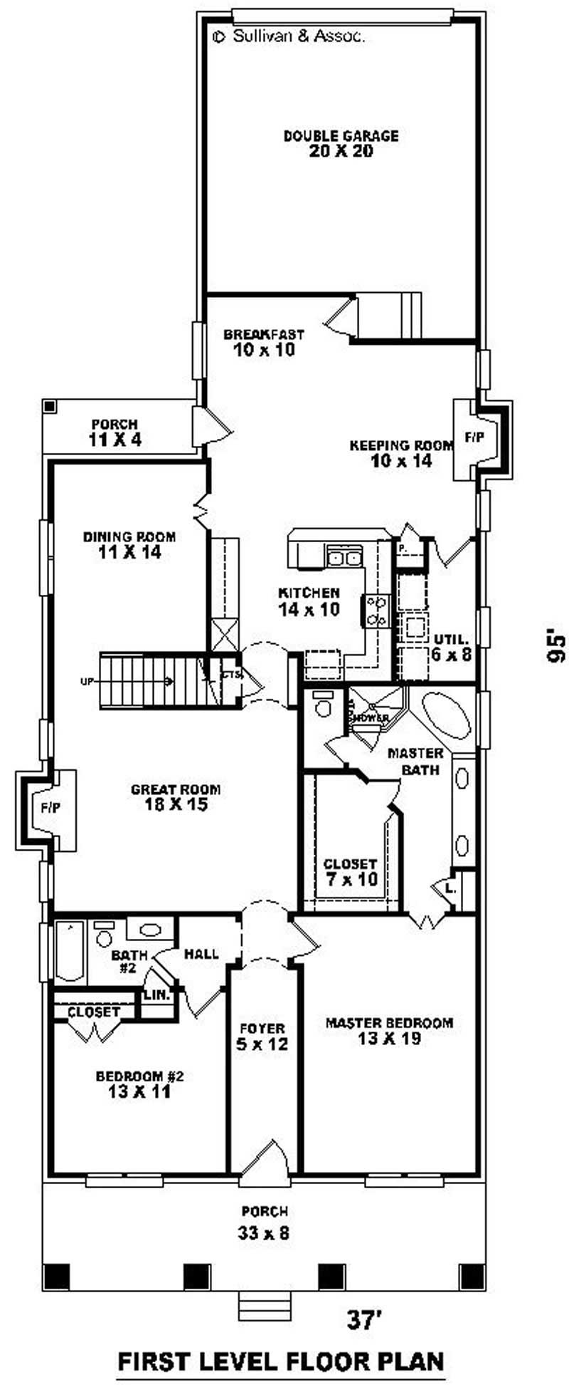 Floor Plan First Story of Craftsman Plan #170-2679