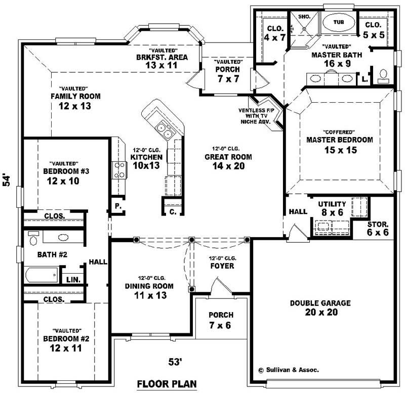 Floor Plan First Story of French Plan #170-2682