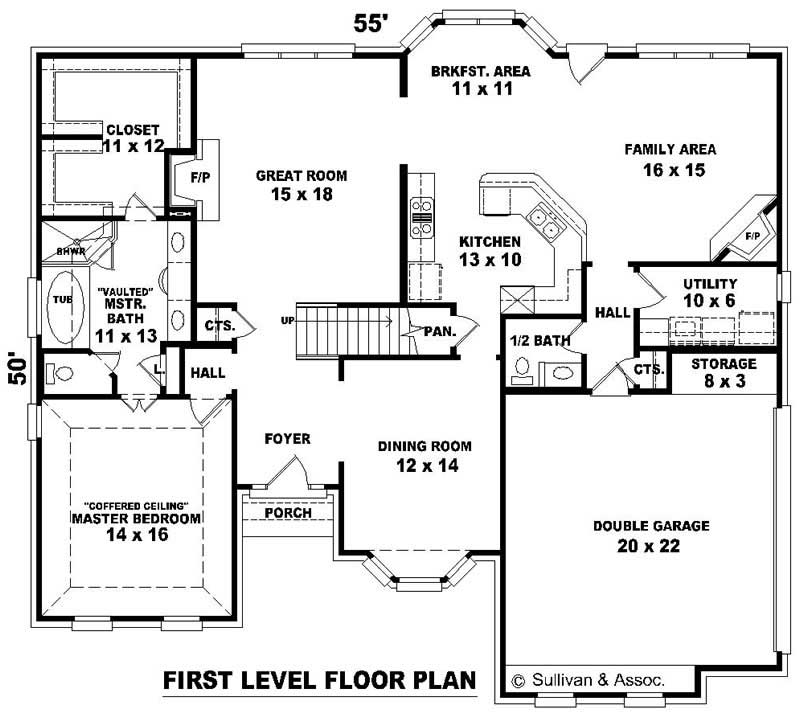 Floor Plan First Story of Luxury Plan #170-2683