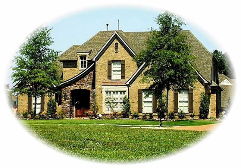 Front view of French home (ThePlanCollection: House Plan #170-2684)