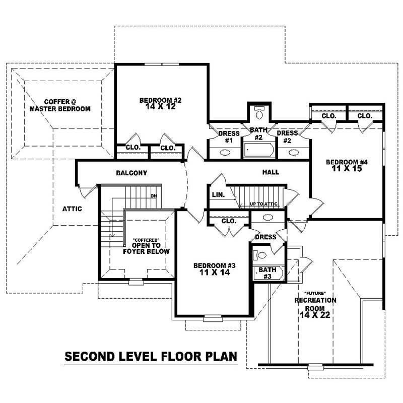 Floor Plan Second Story of French Plan #170-2684