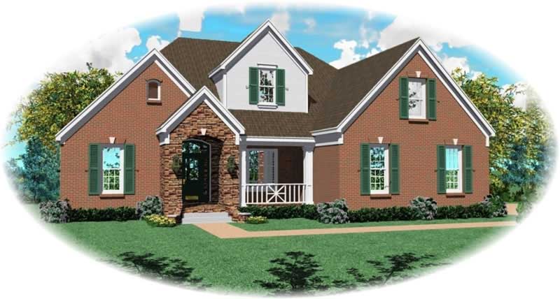 Front view of Country home (ThePlanCollection: House Plan #170-2690)