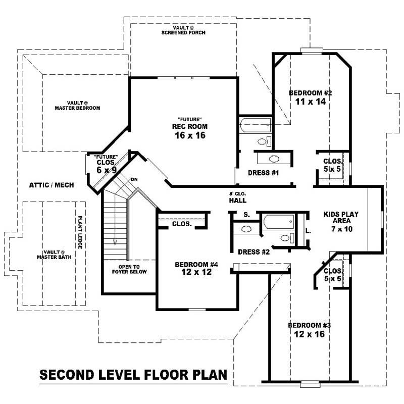 Floor Plan Second Story of Country Plan #170-2690