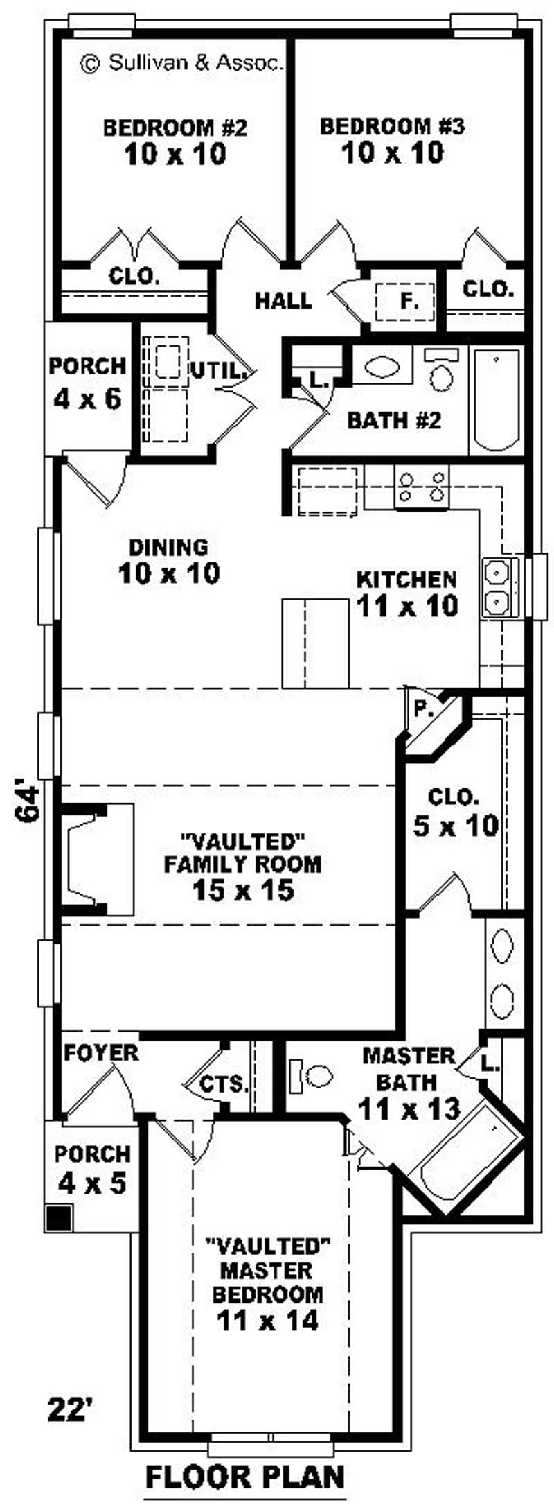 Floor Plan First Story of Small House Plans #170-2692