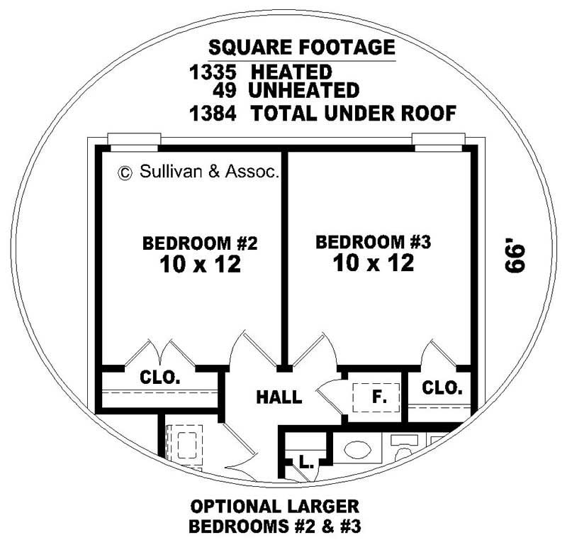 Bedroom of this 3-Bedroom, 1290 Sq Ft Plan - 170-2692