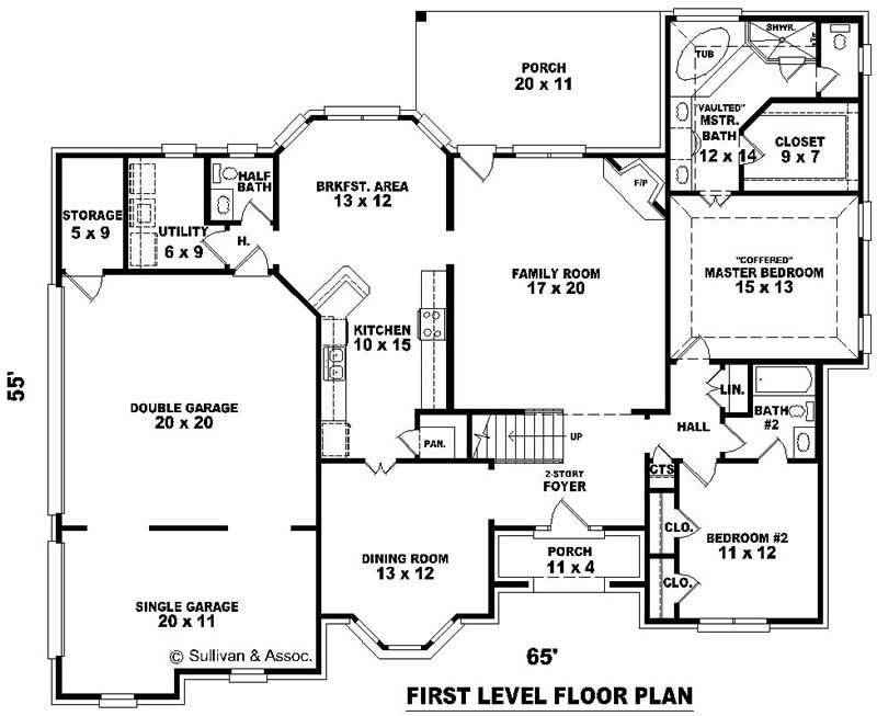 Floor Plan First Story of French Plan #170-2695