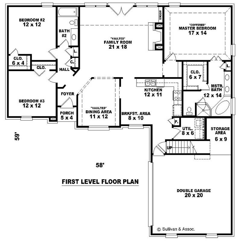 Floor Plan First Story of French Plan #170-2697