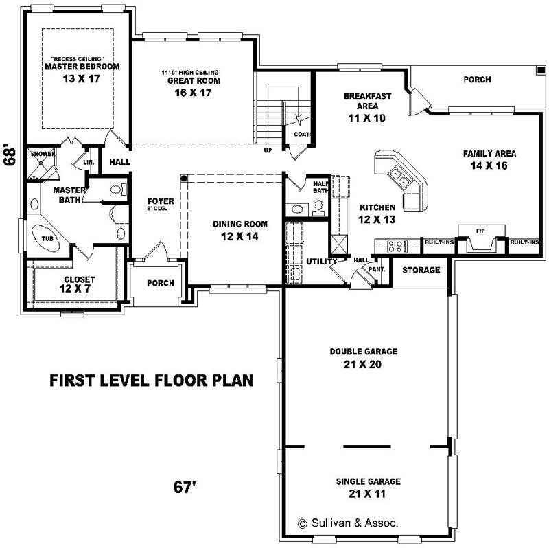 Floor Plan First Story of French Plan #170-2698