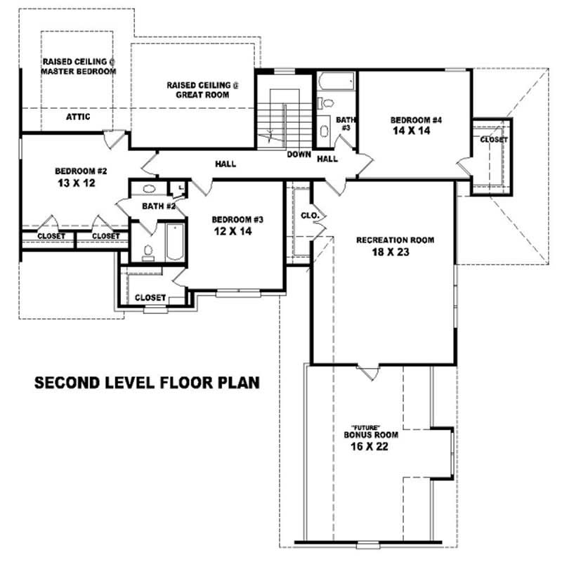 Floor Plan Second Story of French Plan #170-2698