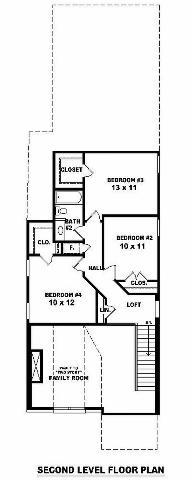 Floor Plan Second Story of Coastal Plan #170-2699