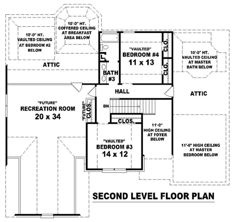 Floor Plan Second Story of French Plan #170-2709