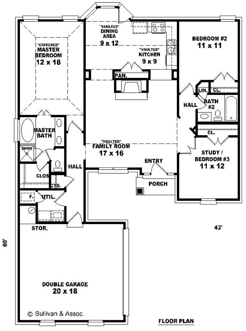 Floor Plan First Story of French Plan #170-2710