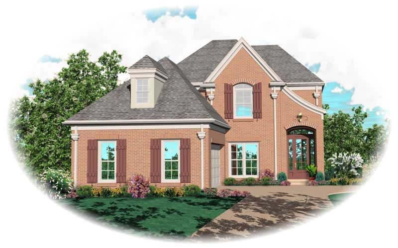 Front view of Country home (ThePlanCollection: House Plan #170-2712)