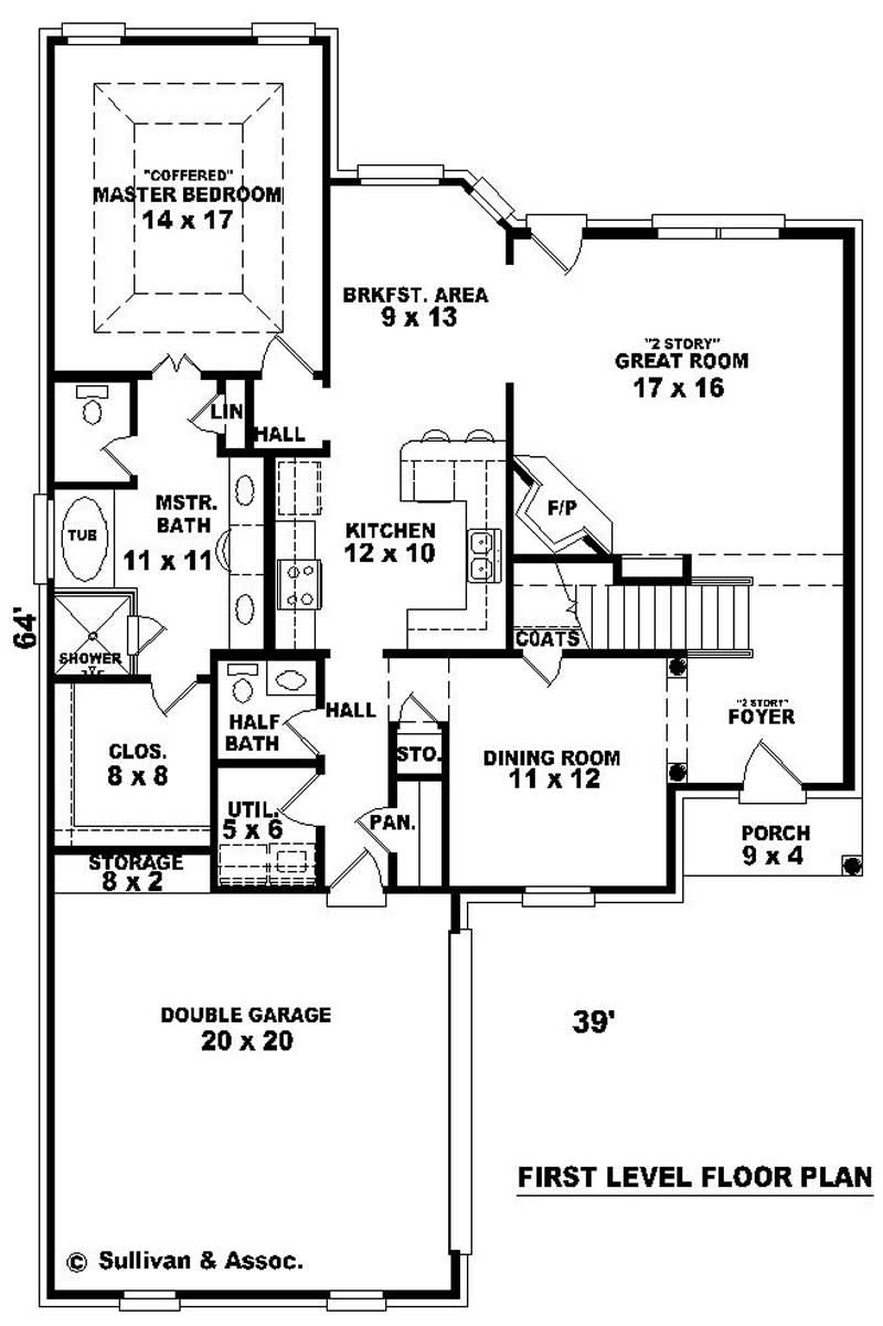 Floor Plan First Story of French Plan #170-2713