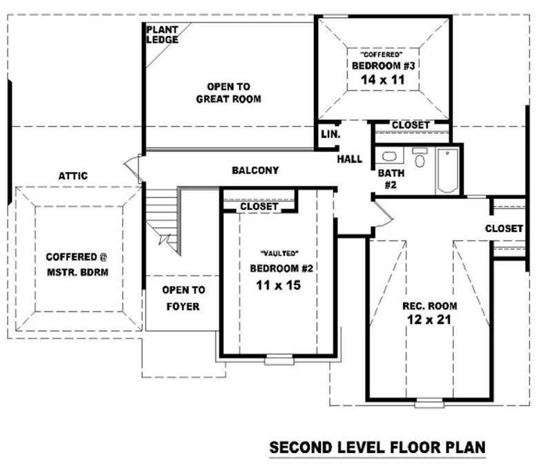 Floor Plan Second Story of French Plan #170-2714