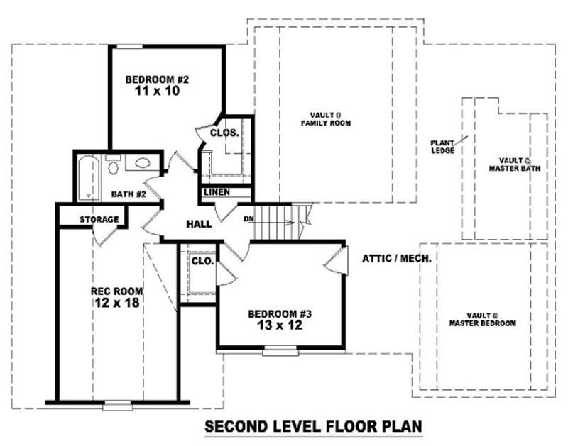 Floor Plan Second Story of Contemporary Plan #170-2716