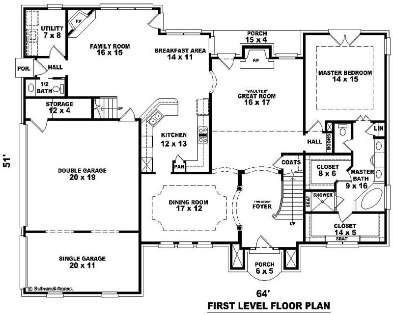 Floor Plan First Story of French Plan #170-2717