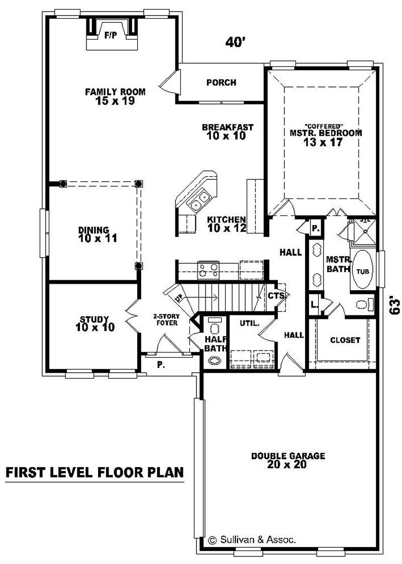 Floor Plan First Story of French Plan #170-2723