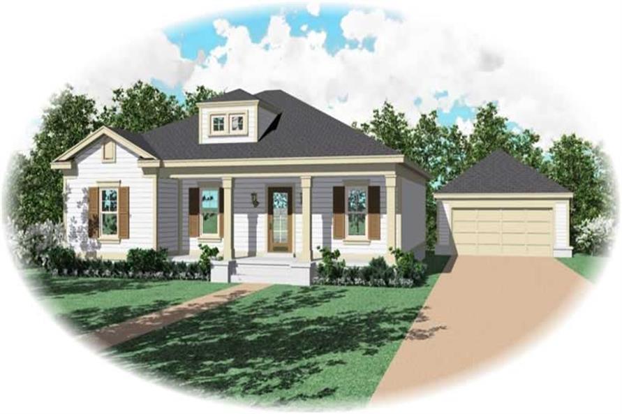 Front view of Ranch home (ThePlanCollection: House Plan #170-2724)