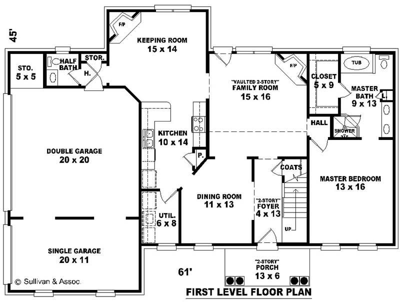 Floor Plan First Story of Colonial Plan #170-2733